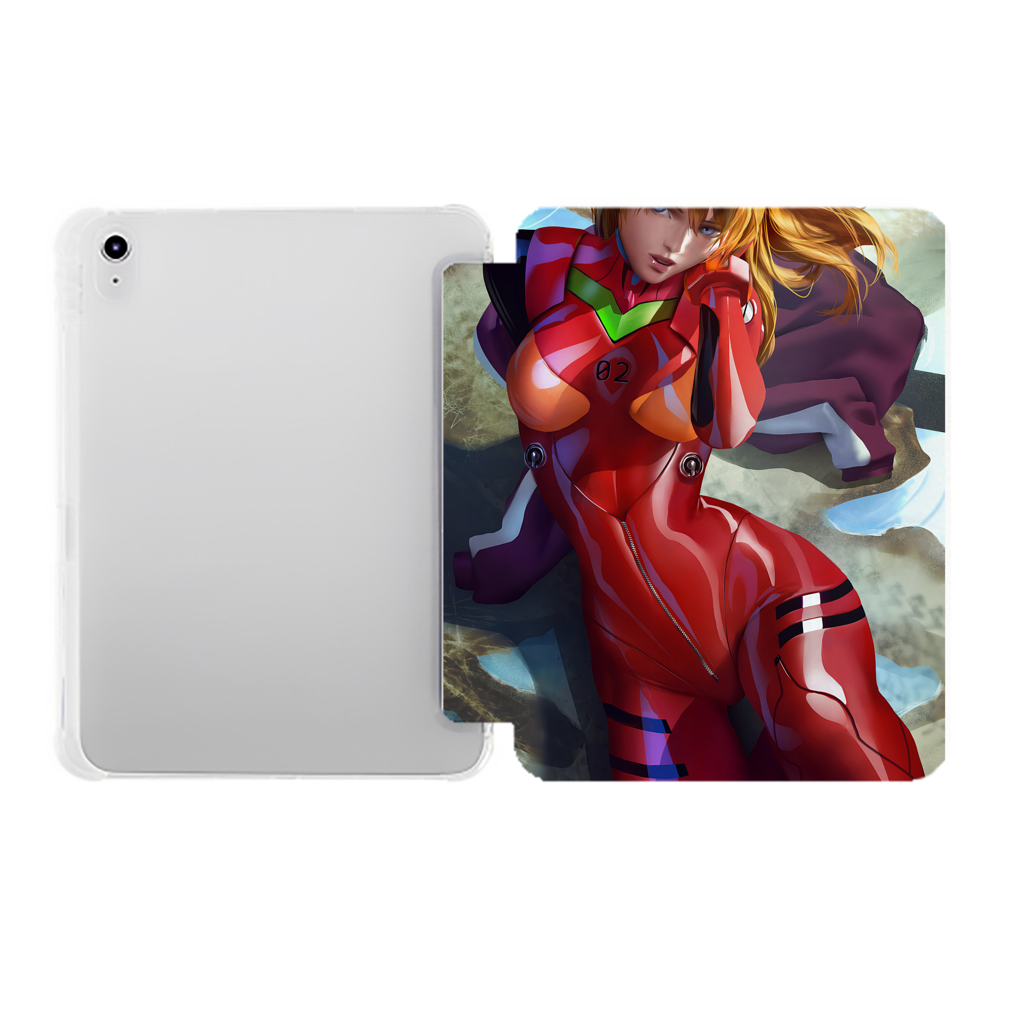 （画像用） EVA 新世紀エヴァンゲリオン IPad ケース ペン収納付き 三つ折りスタンド PUレザー×シリコン 対応機種9.5/10.5/10.9インチ